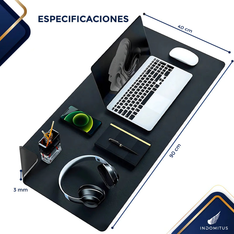 Mousepads Gamer Tapete Escritorio Extra Grande Alfombrilla de Ratón para Oficina Juegos Base Antideslizante Impermeable Keyboard Pad Color Negro Indomitus
