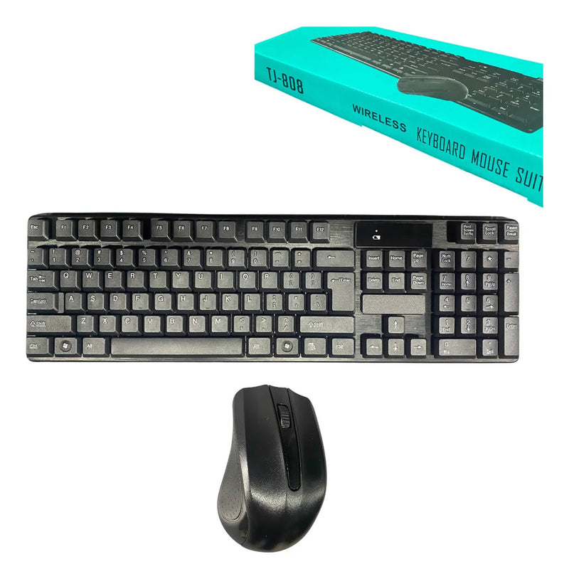Combo Inalámbrico Teclado + Mouse Tj-808 Color Negro
