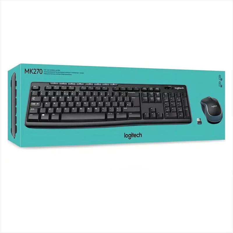 Combo Inalámbrico Logitech Mk270 + Alfombrilla Xl (80x30cm) Mouse Negro Teclado Negro