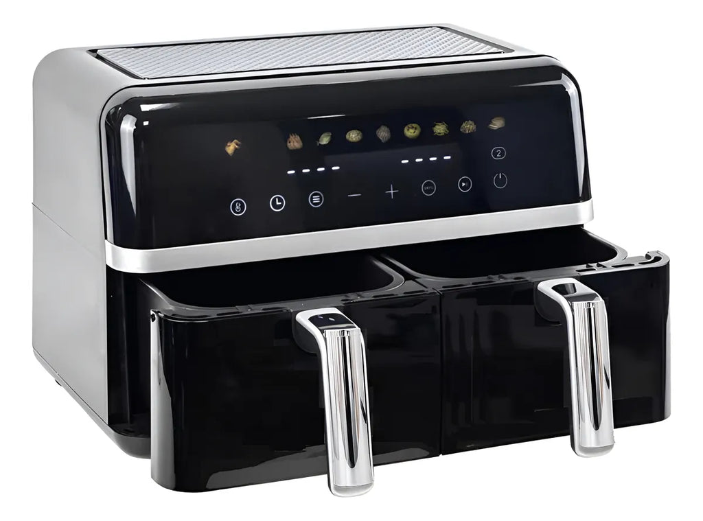 Freidora De Aire Inteligente 2 Puestos Independientes - 9ltr Negro