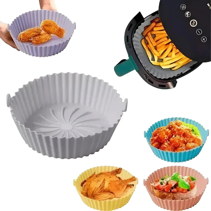 Canastilla De Silicona Freidora Aire Air Fryer Reutilizable Gris