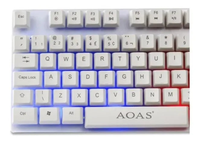 Kit de teclado y mouse gamer Aoas M-400 Portugués Brasil de color blanco