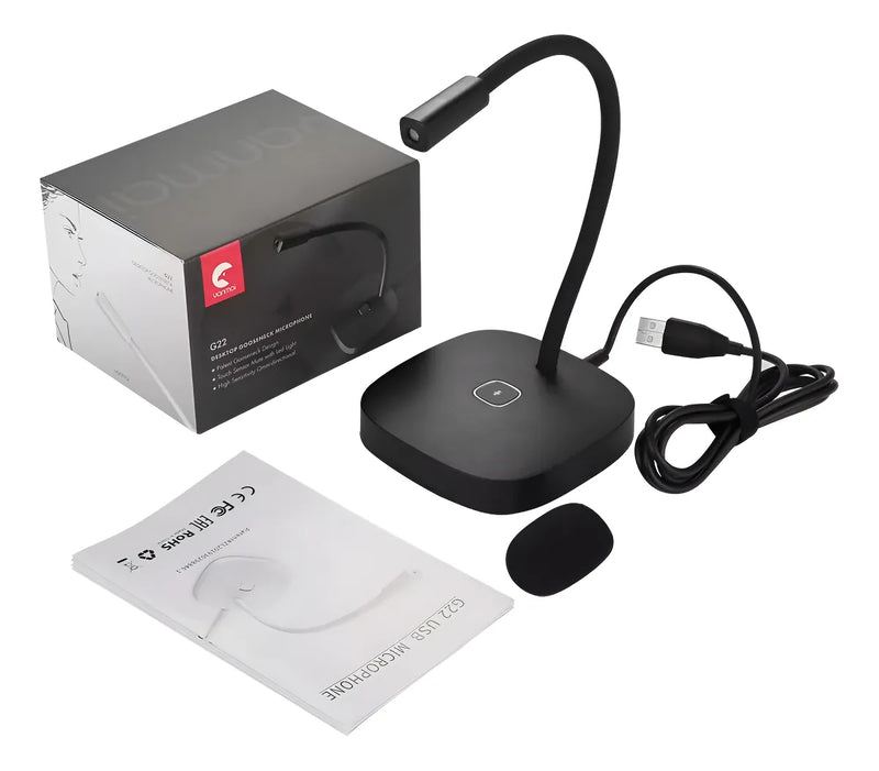 Micrófono de escritorio para pc notebook profesional color blanco G22 Seisa