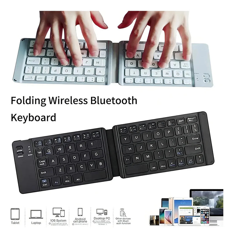Teclado Inalambrico Bluetooth Plegable Para Pc Cel Letra Ñ Teclado Gris Idioma Inglés Internacional