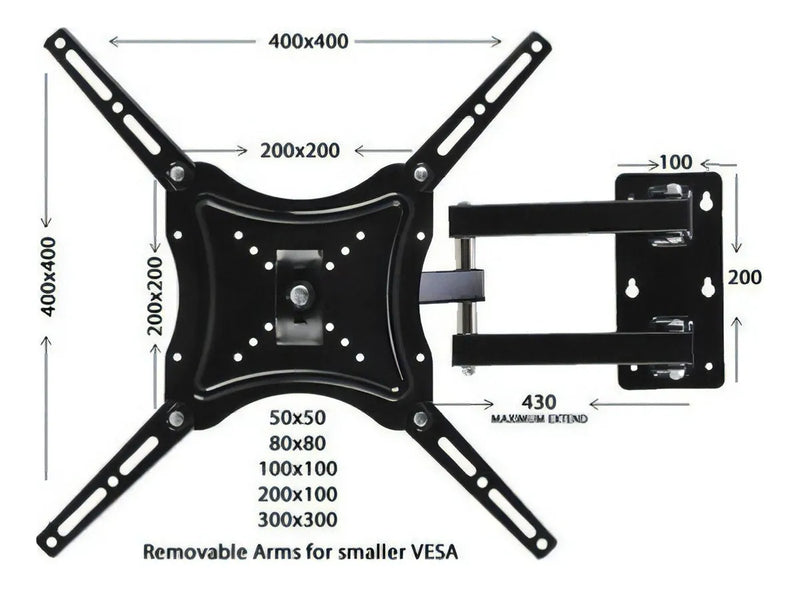 Soporte Tv Led Lcd Base Con Brazos 14-55 Pulgadas 50kg