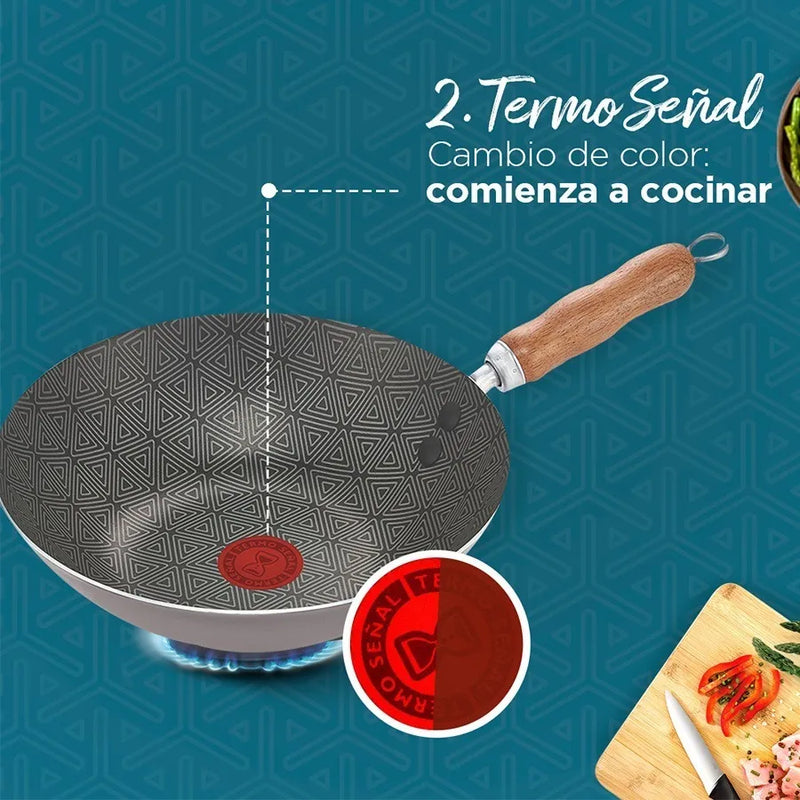 Wok Mas 24cm Tapa Vidrio A/a Imusa Talent 5861029272 Color Gris