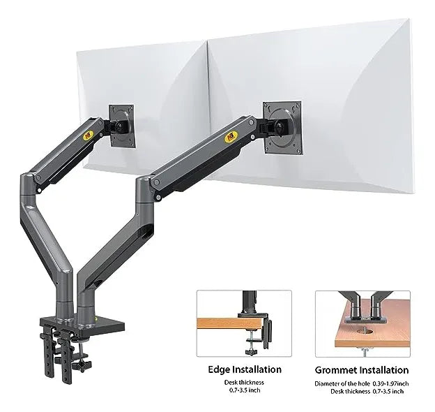 Soporte Brazo Monitor Para 2 Pantallas Lcd Led Escritorio Gris Oscuro
