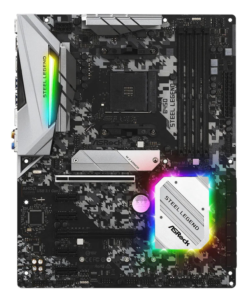 Motherboard Asrock B450 Steel Legend Amd Am4 Socket Ryzen Negro