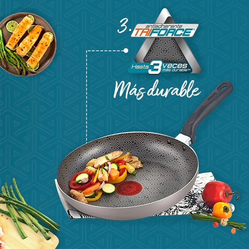 Wok Mas 24cm Tapa Vidrio A/a Imusa Talent 5861029272 Color Gris