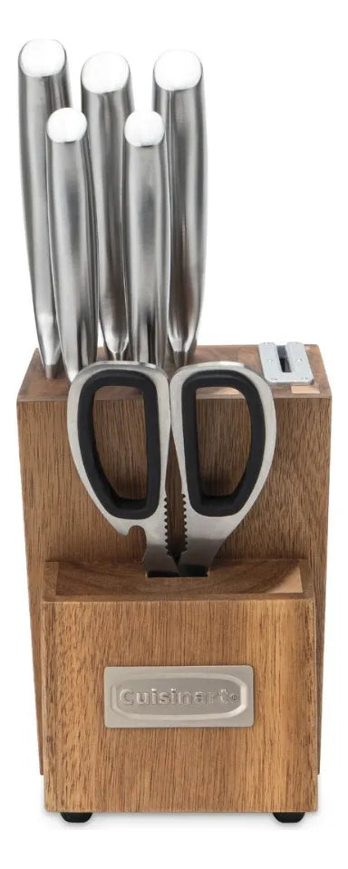 Cuisinart Juego De Cuchillos 7 Pzs En Bloque De Madera Color Plateado