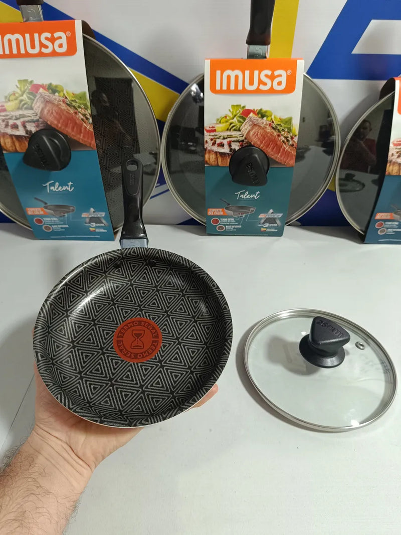 Sarten Imusa Triforce Combo *3 16, 20, 26cms T/vidrio Teflon Gris/azul