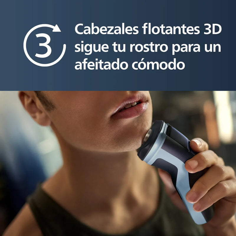 Philips Shaver 3000X Series, Afeitadora eléctrica en seco y húmedo, Tecnología SkinProtect, Recortador emergente, Máquina de afeitar, Deep Black, Modelo X3021/00