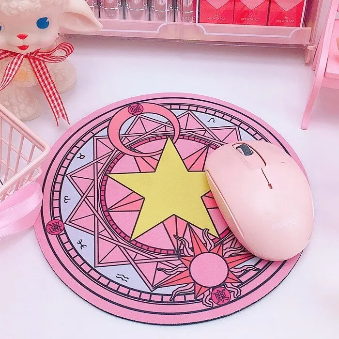 Pad Mouse Redondo Sakura Card Captor Negro