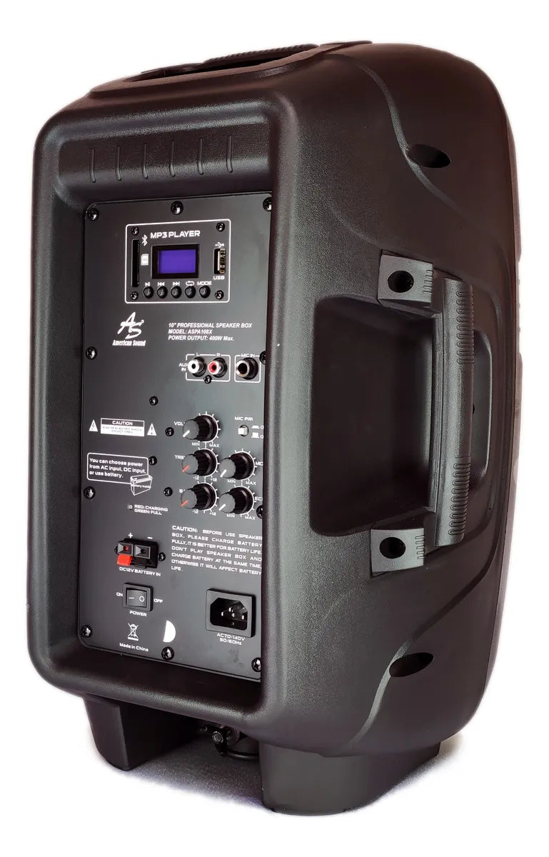 Cabina Recargable Américan Sound 10 Pulgadas Base+microfono Negro