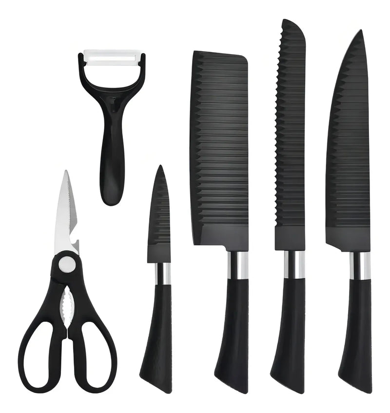 Juego De Cuchillos De Chef De Cocina De 6 Piezas Color Negro
