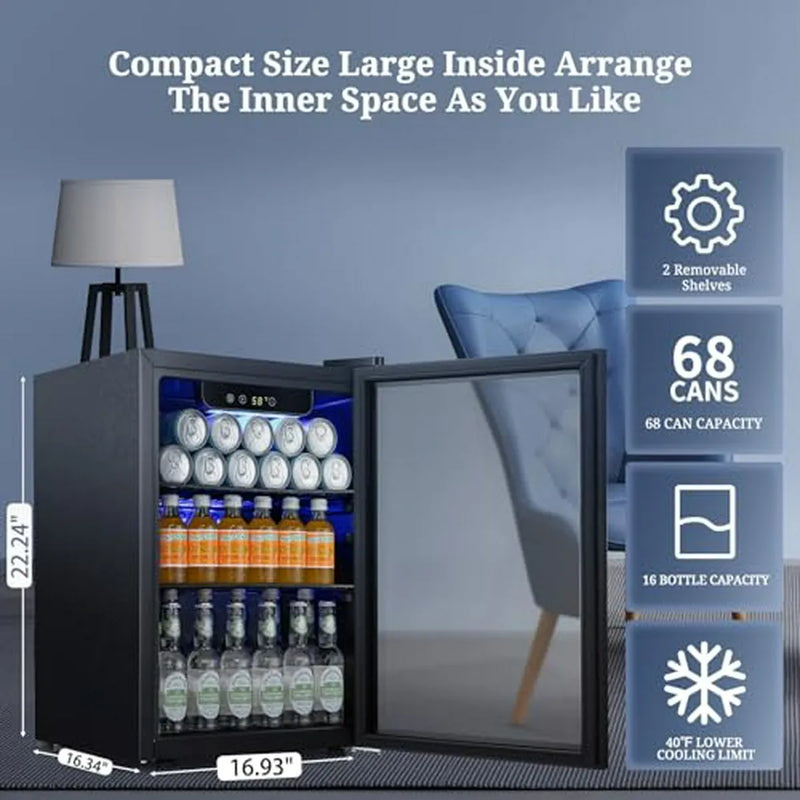Nevera Para Bebidas Antarctic Star 68 Latas, Puerta De Vidri