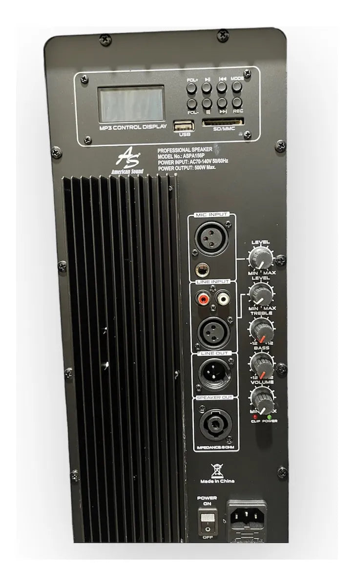Parlante Activo American Sound 15 + Base Y Mic 8000w Negro