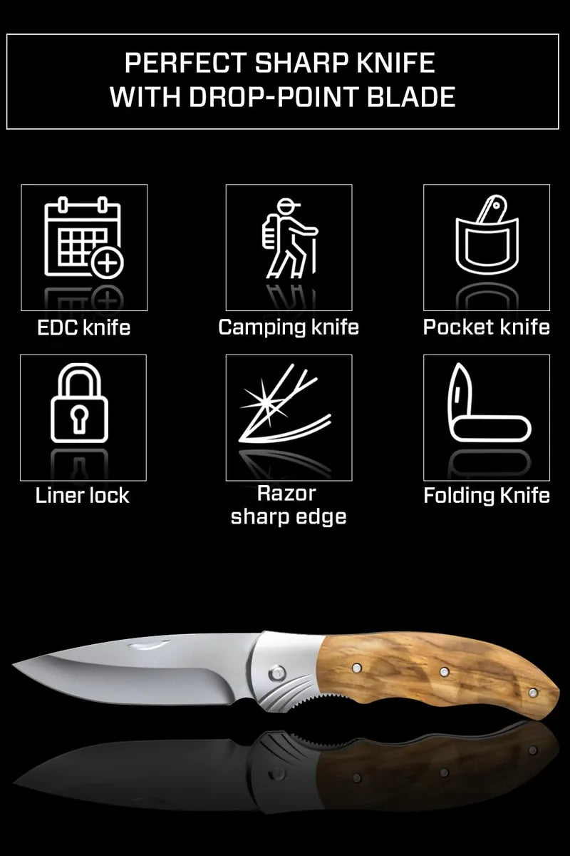 Para Hombre - Cuchillo De Bolsillo Plegable Con Mango De Mad