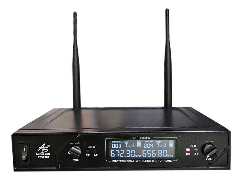 Micrófono Inalámbrico Doble Uhf Américan Sound Twm352 Color Negro