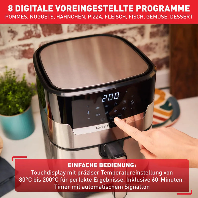 Tefal Ey505d Easy Fry & Grill Deluxe Hot Air Fryer, 2-in-1 . Grey