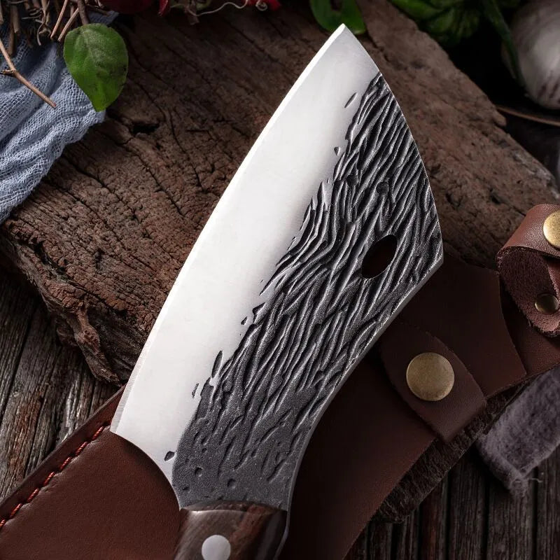 Cuchillo Vikingo Acero Profesional Carnicero Hacha Mod: Z02 Silver