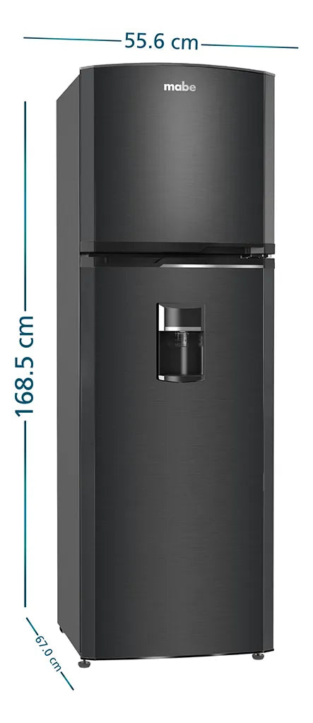 Nevera No Frost 267 Litros Brutos Mabe Rma267pycc Con Dispensador Color Negro Black Steel