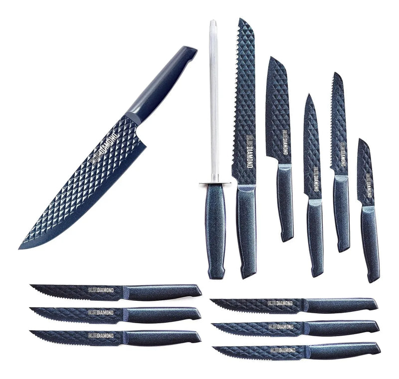 Set Cuchillos Acero Inoxidable Azul Diamond 14 Piezas