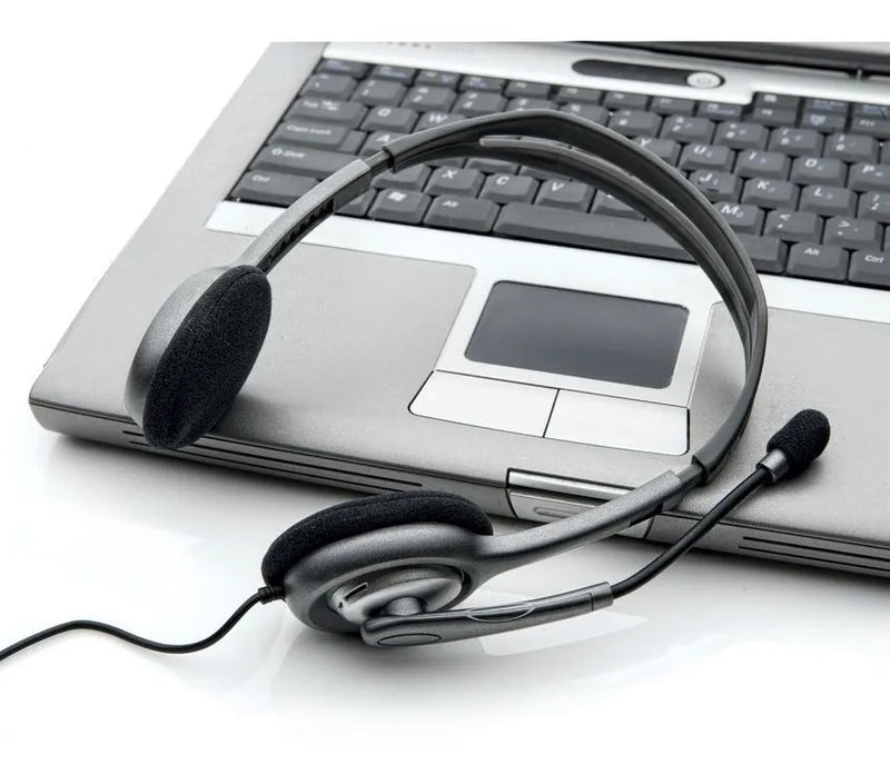 Auriculares Logitech Com Microfono Oficina H111 981-000612 Ajustable Gris