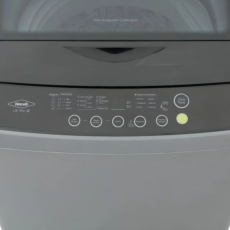 Lavadora Haceb Digital Carga Superior 11 Kg Grafito