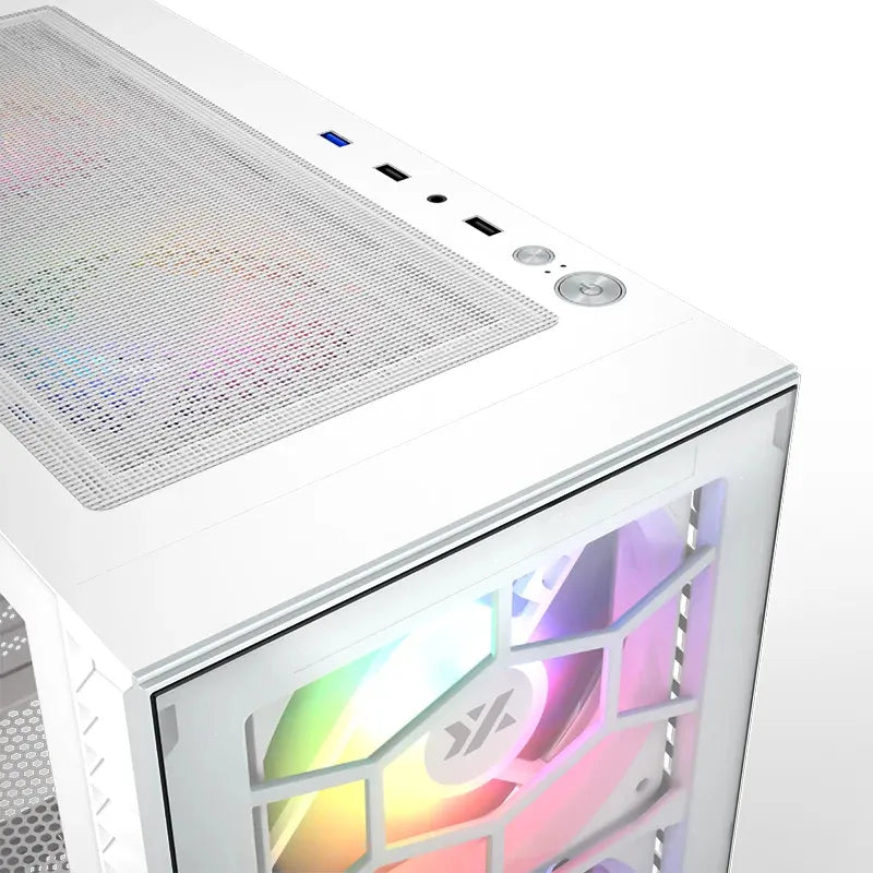 Chasis Gamer Xyz Airone 100 - Blanco , X6 Fans Argb