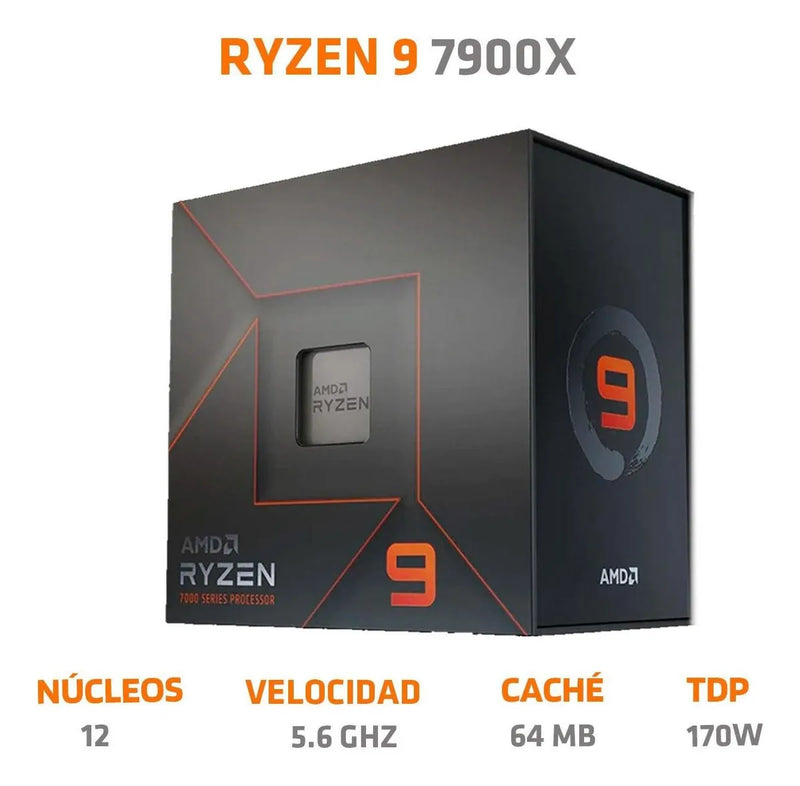 Procesador AMD Ryzen 9 7900X de 12 núcleos AM5 y 5.6GHz de frecuencia con gráfica integrada