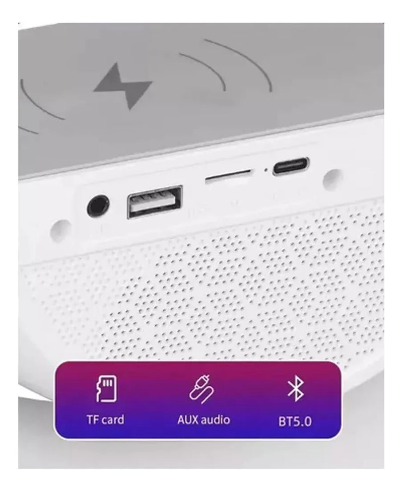 Lampara Parlante Bluetooth Bt-2301 Carga Inalámbrica Blanco