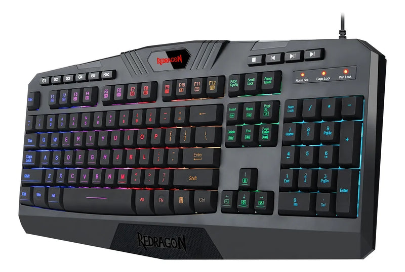 Teclado gamer Redragon Harpe Pro K503A RGB QWERTY español color negro con luz RGB