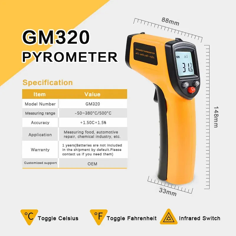 Pistola Infrarroja Termica Digital Medidor Temperatura Laser