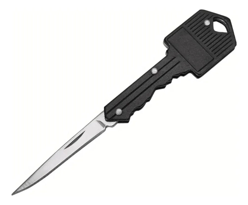 Cuchillo Supervivencia Navaja Táctica Camping Llave Llavero Negro