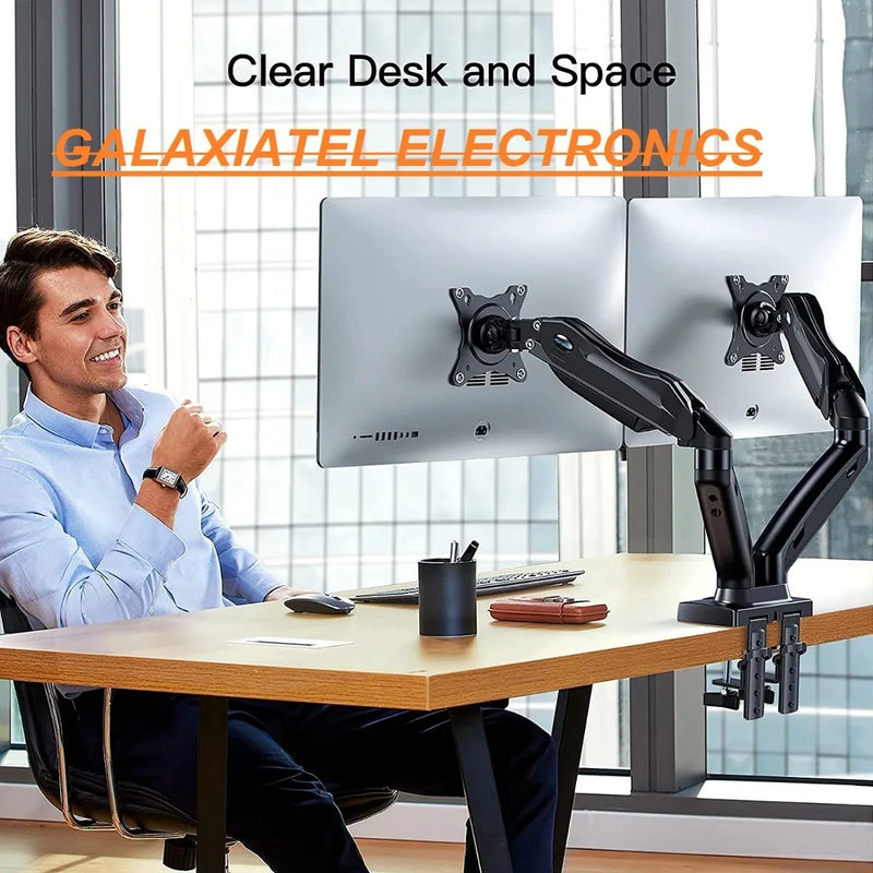 Soporte Monitor Dual Para Pantalla Pc De 17 A 33 Pulgadas Negro