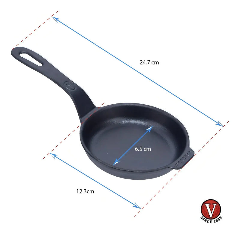 Sartén Pequeña De Hierro Fundido 12 Cm Victoria® Curado Color Negro