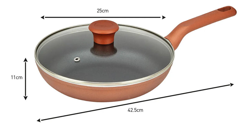 Juego De 2 Sartenes Imusa 90 Años 24cm Tapa De Vidrio Color Cobre