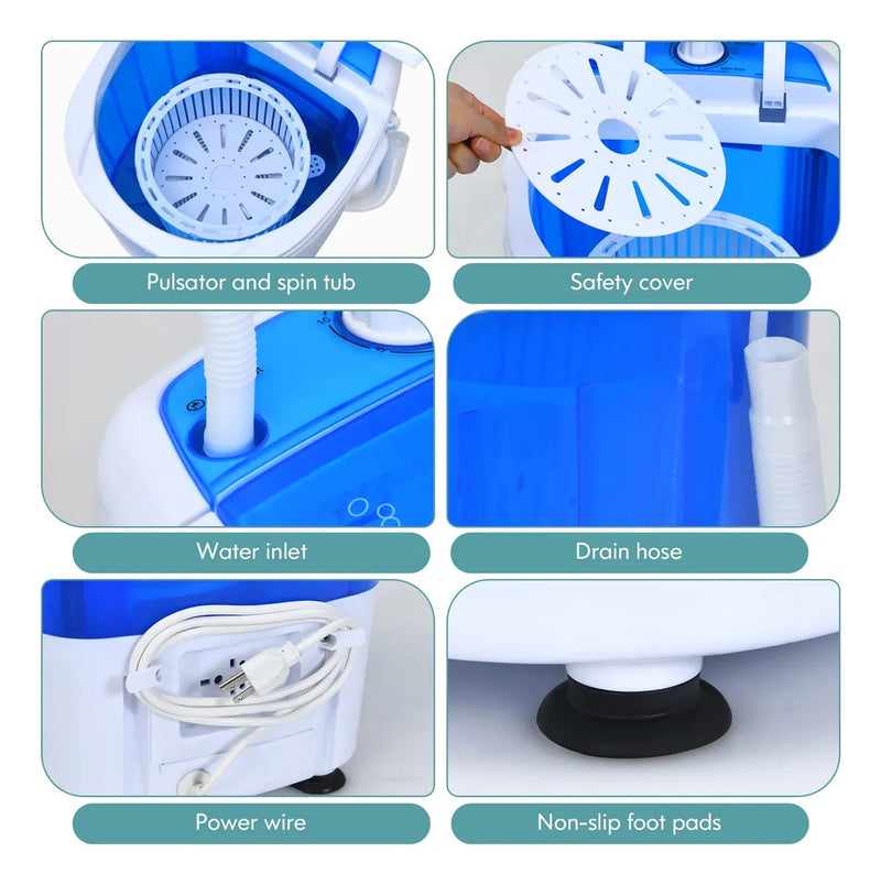 Giantex Gx24977-pe, Mini Lavadora Y Spinner Combo, Capacidad