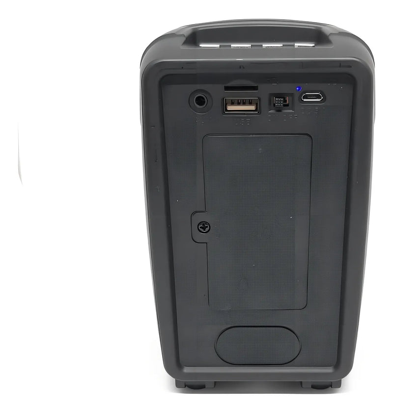 Parlante Portátil Mini Cabina Bluetooth Luz Led Radio Fm Color Negro