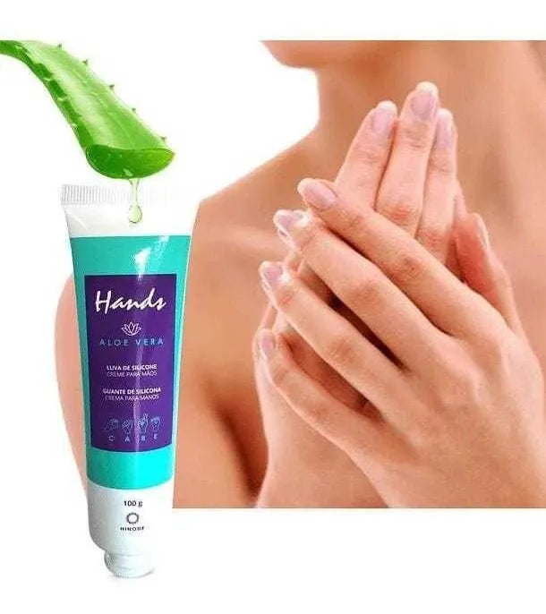 Crema para Manos Hidratación Profunda Hands Aloe Vera Hinode, 55g, Tecnología Silicon Tech-Care, Protección Antiedad, Suavidad, Cuidado Intensivo, Manos Secas, Fórmula Ligera, Fragancia Refrescante