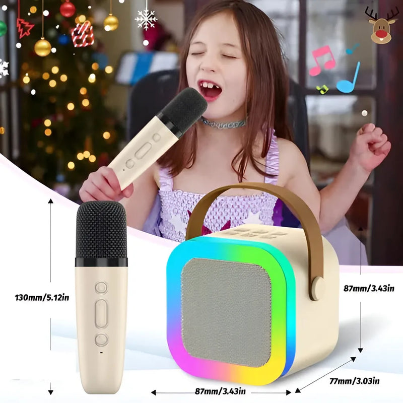 Mini Parlante Karaoke K12 Audiok Con Efectos De Luz Y Efectos De Voz Color Rosa
