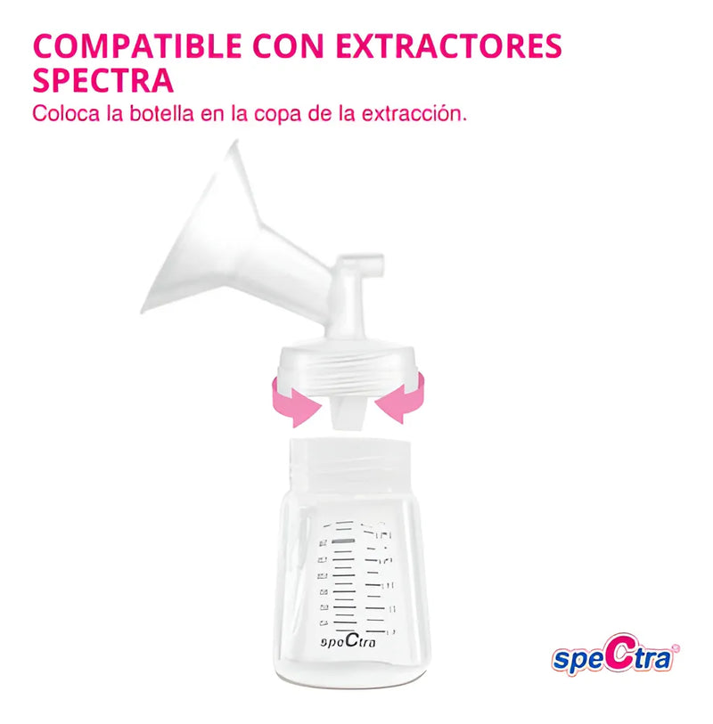 2 Botellas Almacenar Leche Materna Spectra Biberón Lactancia Color Rosa Claro