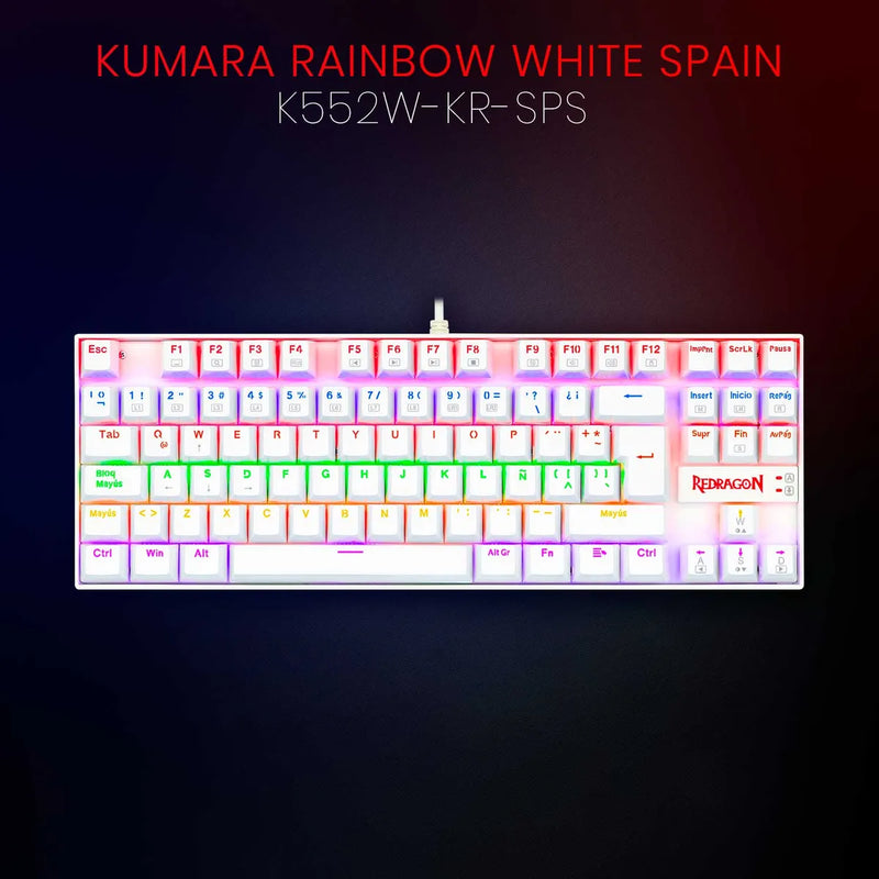 Redragon Teclado Gamer Mecánico K552w-kr Kumara, Switch Red Color del teclado Blanco Idioma Español Latinoamérica