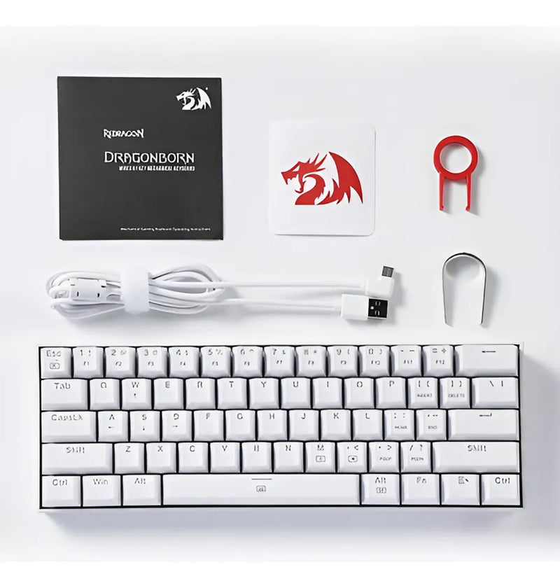 Teclado Mecánico Redragon Dragonborn K630w Red Switch Color Del Teclado Blanco Idioma Inglés Us