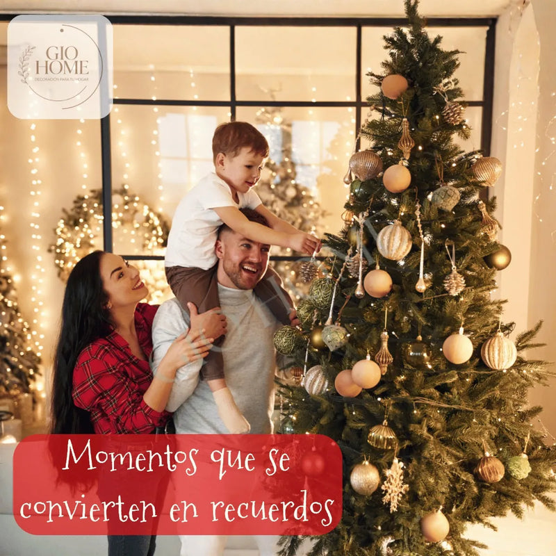 Arbol De Navidad Atlantic 1.80m 485 Puntas Gio Home Pino Navideño Look Natural Base Metalica Artificial Para Decoracion Con Bolas Adornos Extension Cintas Bombillos Botas Campanas Luces Estrella Noel