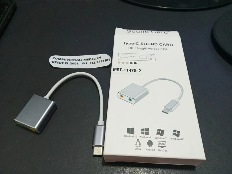 Tarjeta Externa De Audio Con Conector Tipo C 7.1 Virtual