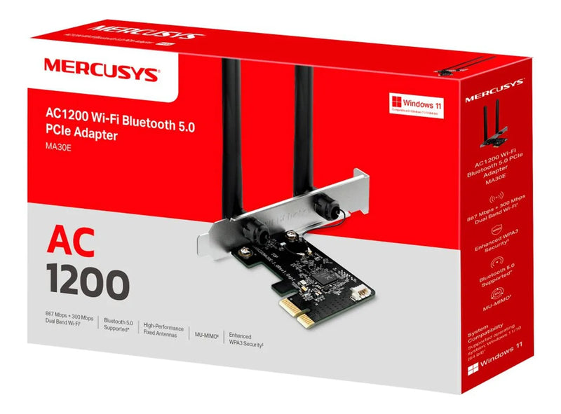 Adaptador De Red Pcie Wifi Bluetooth Ac1200, Mercusys Ma30e