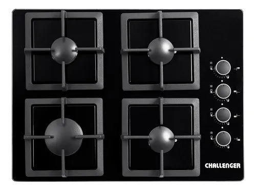 Estufa 4 Puestos Cristal + Campana Horizontal 60 Cm Negra Negro