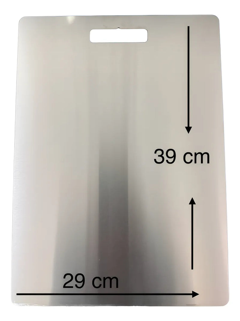Tabla De Cortar Alimentos En Acero Inoxidable 29 Cm X 39 Cm Lisa Gris